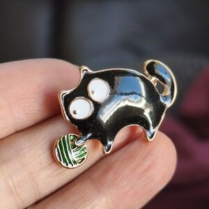 704 Black and Gold Cat Enamel Pin